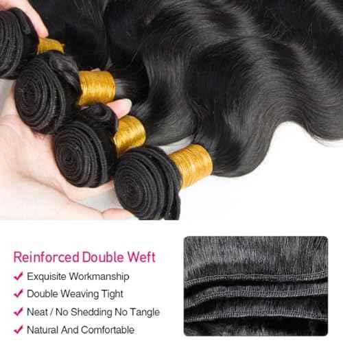12A Human Hair Bundles 20 20 20 Inch Body Wave 100% Unprocessed Brazilian Virgin 3 Bundles Double Weft Body Wave Natural Black