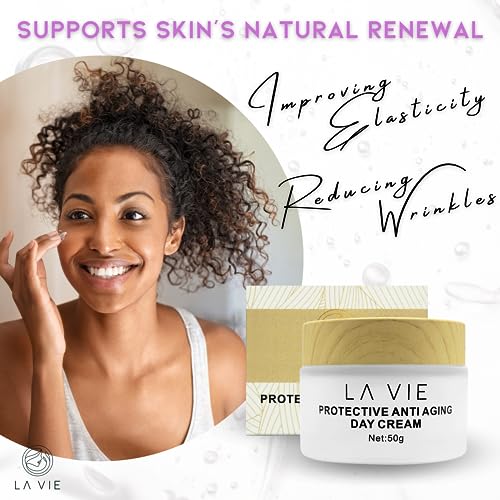 La Vie Protective Anti-Aging Face Cream ? Day Cream with Hyaluronic Acid, Shea Butter & Vitamins ? Firming Face Cream with SPF & Aloe Vera ? 1.7Fl Oz