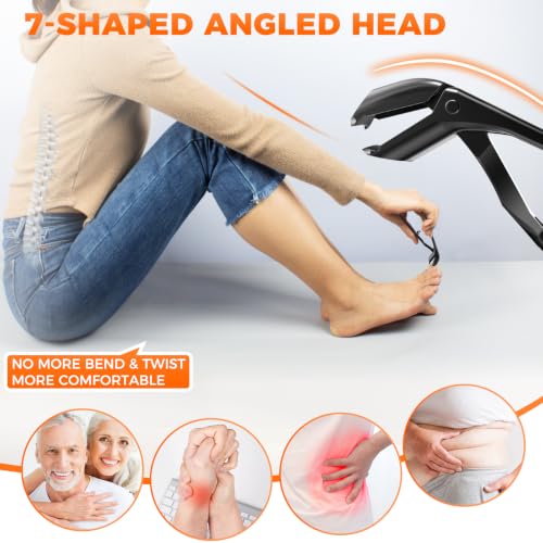 Ergonomic Toenail Clippers for Seniors with Angled Head - Black