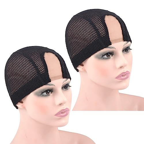 U Part Wig Cap Medium Black 2 Pack