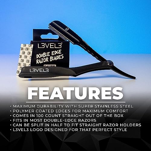 L3 Double Edge Razor Blades - Platinum Coated, Stainless Steel for the Close Shave - for Double Edged Safety Razors - 100 Count (2)