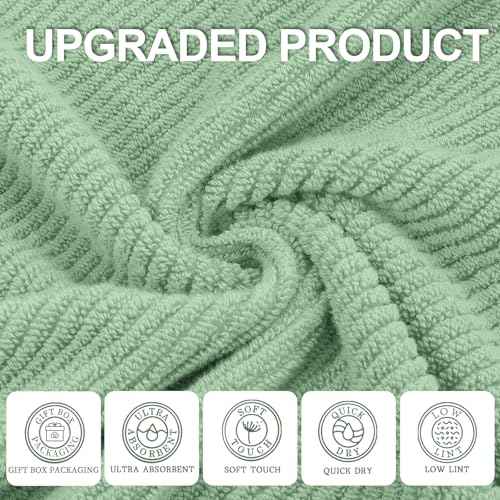 VOOVA & MOVAS Face Towels, 6PC 13"x13" - 100% Cotton | Quick Dry | Thick | Soft | Light Weight | Absorbent, Luxury Face Towels for Bathroom & Showering, Bathroom Decor, Mint Green