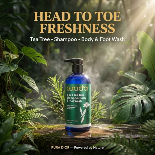 PURA D'OR Tea Tree 3-in-1 Wash - Hair, Body & Foot Care, 16 oz