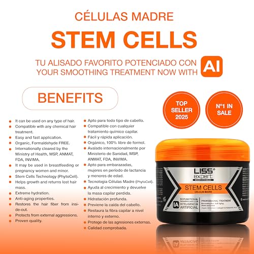 Liss Expert Stem Cells Hair Smoothing Treatment & Magic Mask Set - 2 Pack (8.45 oz each) for Repair & Nourishment