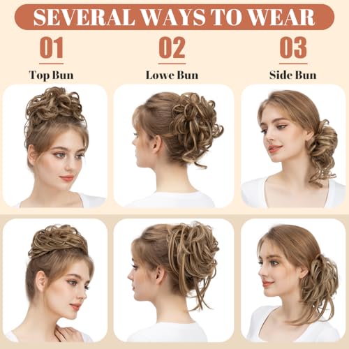 SARLA Messy Bun Hair Pieces - Grey Synthetic Hairpiece Set