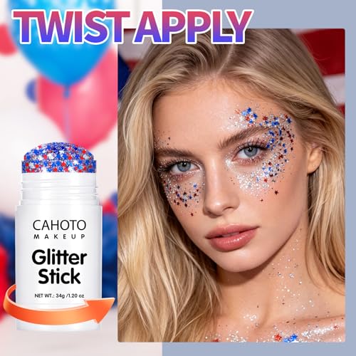 Red White Blue Glitter Stick for Face & Body