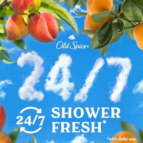Old Spice Cleansing Body Wash for Men, 24/7 Shower Fresh with Lasting Scent, Moisturize & Renew, Gentle on Skin, Vitamin B3, Sunrise with Peach + Mandarin Peel Scent, 18 oz