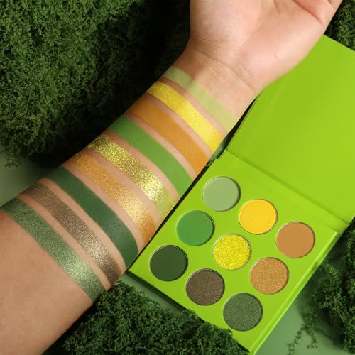 Green Brown Eyeshadow Palette - 9 Colors Matte Shimmer