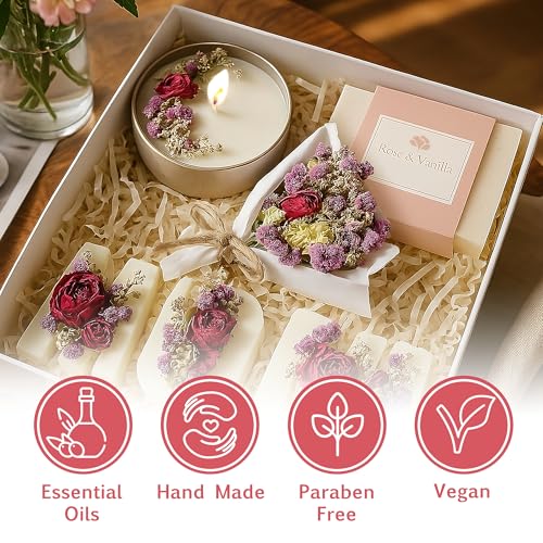 Mother¡¯s Day & Birthday Basket for Mom ? Luxury Gift Box with Candle, Ready to Gift Floral Keepsake, Thoughtful Mom Present from Daughter or Son