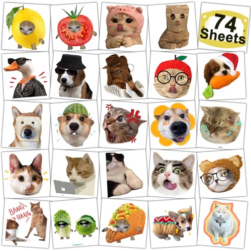 Cat Dog Temporary Tattoos for Kids - 74 Sheets Party Favors