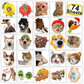 Cat Dog Temporary Tattoos for Kids - 74 Sheets Party Favors
