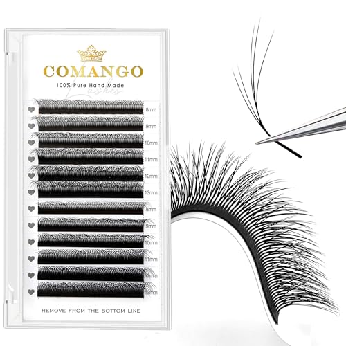 CoMango Fox Eyelashes Extension Flying YY Lashes 5D Mutil-layer Y Shaped Lash Mink Premade Lash Fans C/D Curly Foxy YY Lashes Natural Fluffy Handmade Individual Eyelash Fans(Black,5D-D-mix8-13mm)