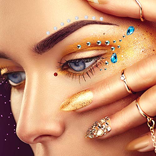 Hicarer 15 Sheets Eye Body Face Nail Gems Rhinestone Stickers Face Festival Self Adhesive Rhinestones Stickers for Women Accessory DIY Makeup Nail Decorations (Stylish Style)