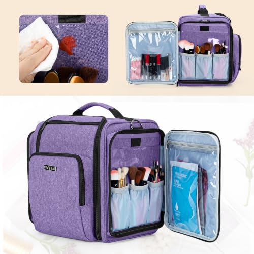 BAFASO Makeup Bag with 4 Removable Pouches, Purple