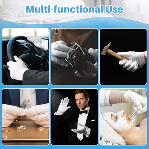 MAQIHAN Reusable White Cotton Gloves for Dry Hands & Inspection (5 Pairs)