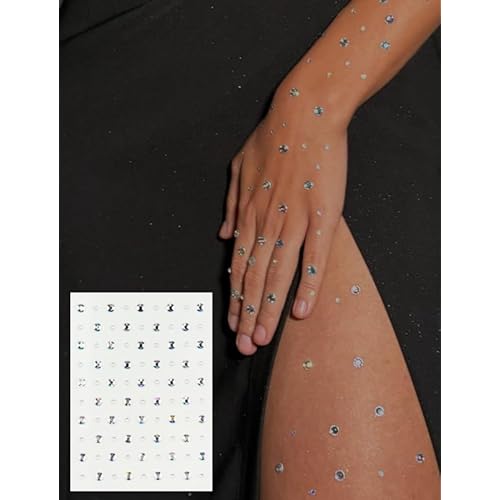 Crystal Rhinestones Face Gems Jewels Stick on for Women Clear Drops and Stars Self-Adhesive Long Lasting Reusable Gems Stickers for Hairs Eye Body Easter Egg Decor (Clear Drops)