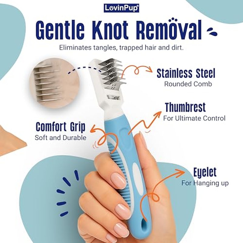 Professional Dematting Comb for Dogs & Cats - Stainless Steel Grooming Tool