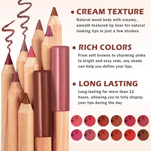 12-Piece Matte Lip Liner Set - Waterproof, Long Lasting