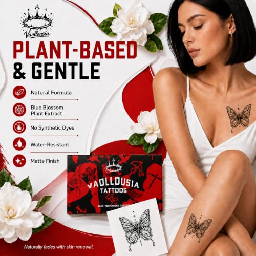Vaollousia Semi Permanent Temporary Tattoos for Women Men