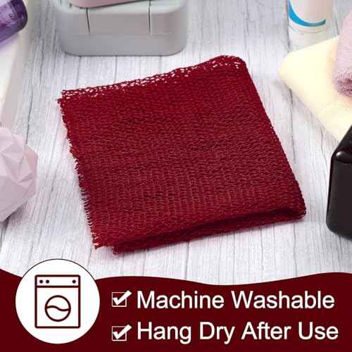 Geiserailie African Net Sponge Long Bathing Net Shower Body Scrubber Back Scrubber Skin Smoother Bathing Sponge for Daily Use or Stocking Stuffer(Wine Red)