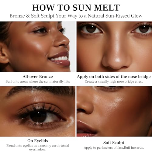 Cream Bronzer with Brush, Creamy & Highly Pigmented Formula, Blendable Cream Contour Makeup with a Natural, Matte Finish - Buildable Formula for Shimmer-Free, Tan, 0.7 Oz