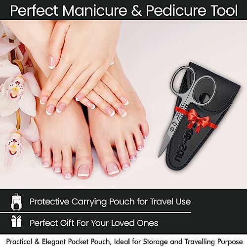 FABINOC 3.5" Curved Precision Nail Scissors - Stainless Steel Grooming Tool