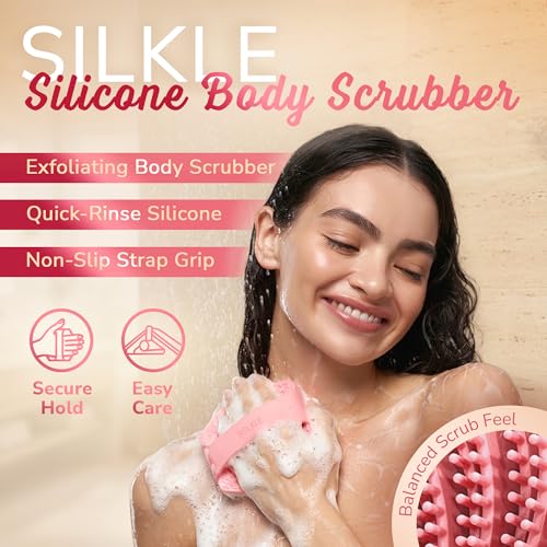 SILKLE Silicone Body Scrubber with Non-Slip Grip
