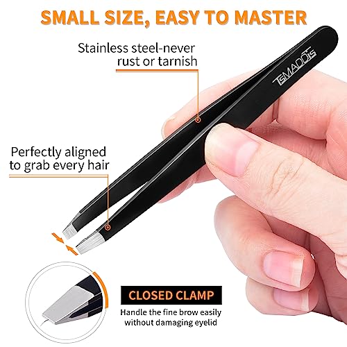 TsMADDTs 7-Piece Stainless Steel Tweezers Set for Eyebrows