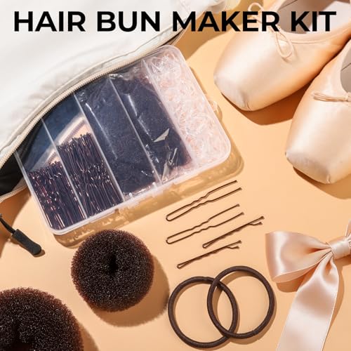 Hair Bun Maker Kit - 200 Piece Set with Donuts, Pins & Nets