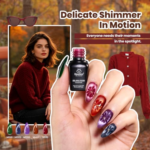 Beetles Cat Eye Gel Nail Polish Set - 20 Fall & Winter Colors with Magnetic Tools