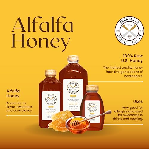 Beekeeper Direct Raw Alfalfa Honey - 3lbs Gourmet Squeeze Bottle