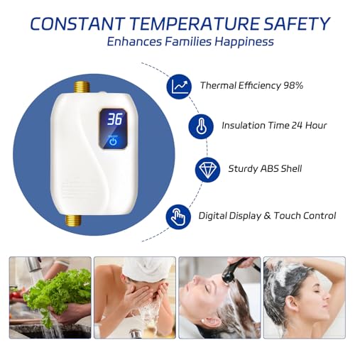 Electric Tankless Water Heater 110V 3000W Under Sink Instant Hot Water System