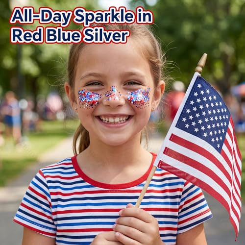 Red White Blue Glitter Stick | 4th of July Patriotic Face Body Makeup