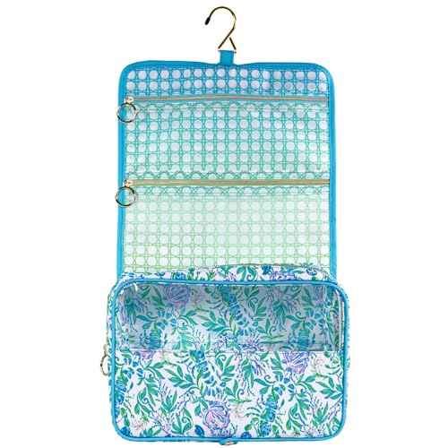 Lilly Pulitzer Travel Toiletry Bag with Handle, Pockets, and Zipper, Hanging Travel Organizer for Makeup and Toiletries, Just a Pinch