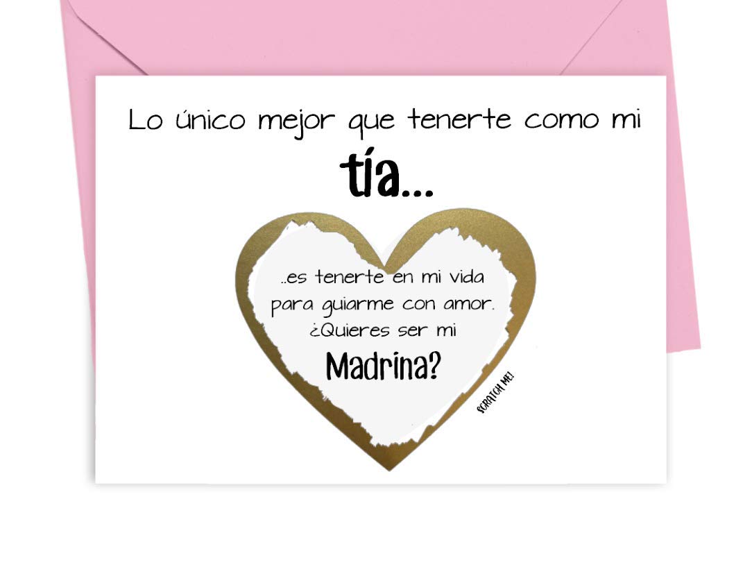 Spanish Will You Be My Godmother Scratch Off Card from Niece or Nephew, Be My Madrina Scratch Off Proposal Card (Spanish Tia)