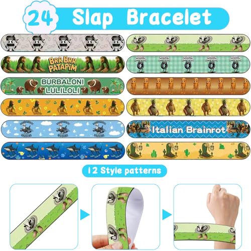 Italian Brainrot Slap Bracelets & Temporary Tattoos 84pc Set
