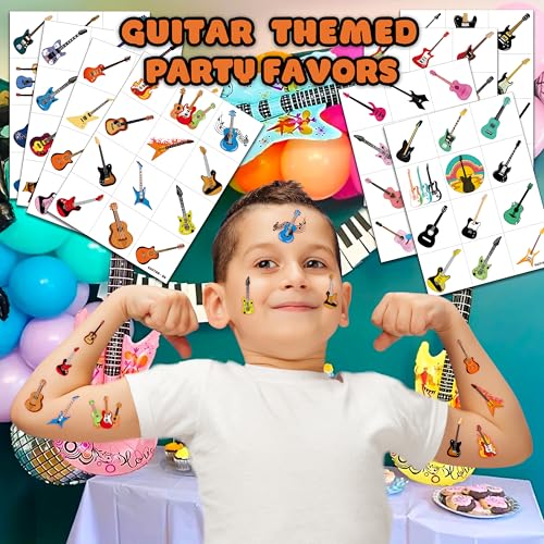 96 Pcs Guitar Temporary Tattoos for Kids - Pre-Cut