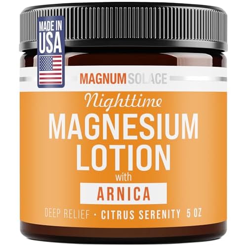 Magnum Solace Nighttime Magnesium Lotion with Arnica ? Soothing Relief & Relaxation, Highly Concentrated Magnesium for Muscles & Joints ? Apply to Legs or Feet Before Bed ? Skin-Friendly
