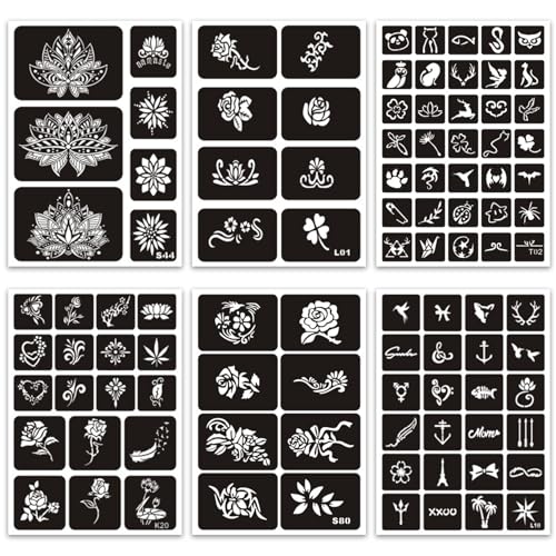 344 PCS Temporary Tattoo Stencils Reusable Kit
