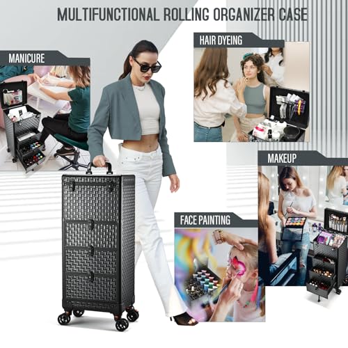 Yueieoun Salon Cart with 3 Drawers & Wheels - Rolling Makeup Trolley
