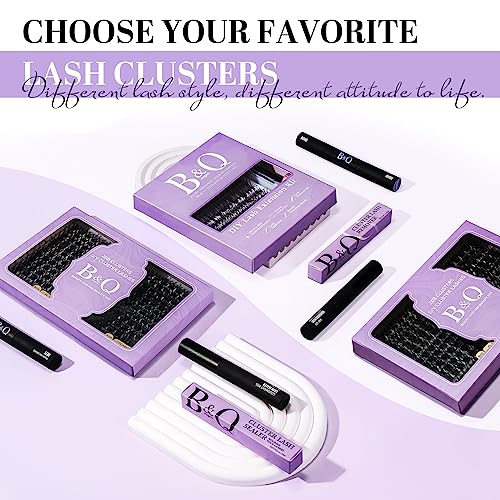 Lash Clusters 208 PCS Cluster Lashes Individual Lashes B37+B28 Eyelash Extensions 10-18mm DIY Lash Extensions D Curl Volume Wispy Soft Comfortable Band False Lashes (D-10-18MIX,B37+B28)