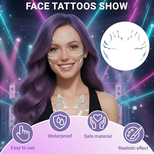 Temporary Tattoos Laser Stickers - 6pc Halloween Party Set