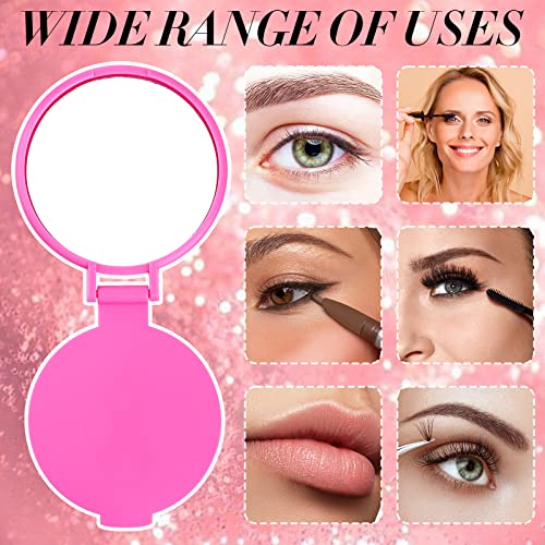 Tatuo 100 Pcs Breast Cancer Awareness Gifts for Women Mini Folding Makeup Mirror Bulk Round Pocket Portable Mirror Breast Cancer Awareness Accessories for Women Friends (Pink)
