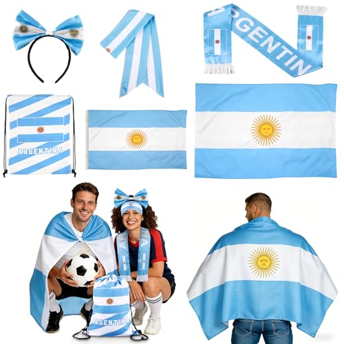 Soccer Fan Cheer Kit - Flag Cape Scarf Headband & Bag
