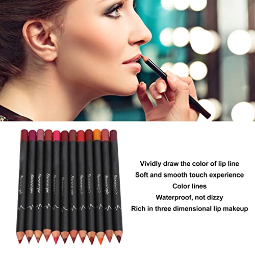 12Pcs Lip Liner Contour Pencil, Lip Liner Contour Pencil Matte Lipstick Set for Beauty Lovers Lipstick Pencil Makeup Tool Set Lip Contour Pencil Matte Lipstic