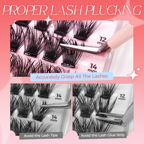 LASHVIEW Self Adhesive Lash Clusters Eyelashes,Press-on Lashes 10-16mm Individual Lash Extension Kit with Lash Tweezers,No Glue Needed Natural Self Adhesive DIY Eyelash Extension Kit 60pcs (Z01)