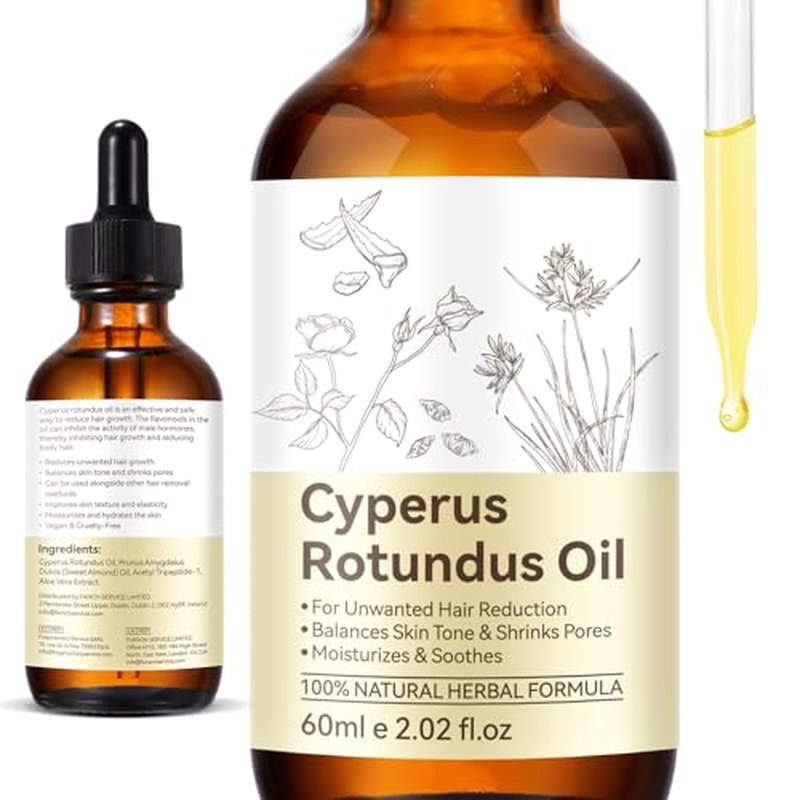 NIFEISHI Cyperus Rotundus Oil for Hair Removal - Natural Formula to Reduce Unwanted Body Hair Growth, Shrink Pores, Moisturize & Soothe Skin - Gentle & Suitable for All Skin Types - 2.02 Fl Oz / 60ml