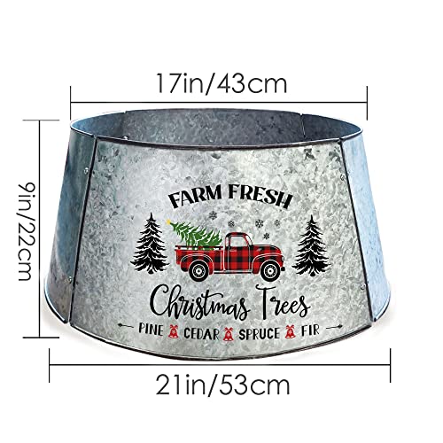 cocomong Metal Christmas Tree Collar,Christmas Tree Ring 21 Inch Diameter Base, Galvanized Tree Collar for Christmas Tree Decor, Christmas Tree Collars for Artificial Trees (Silver)