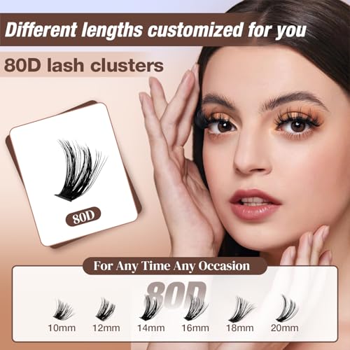 Lash Clusters Kit 80D - 240pcs Fluffy D Curl with Bond, Seal & Remover