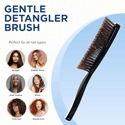 Giorgio Full Size Black Hair Brush for Men Women Kids - Detangler & Scalp Massager